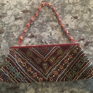 Beaded evening bag with beaded strap